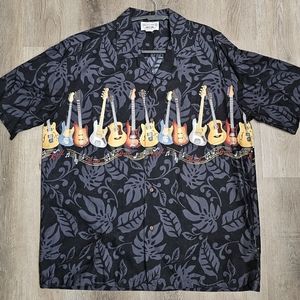 Button-Down Casual Guitar Themed Shirt